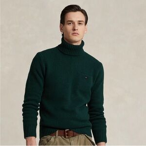 Polo Ralph Lauren wool cashmere turtleneck sweater in moss green NWT